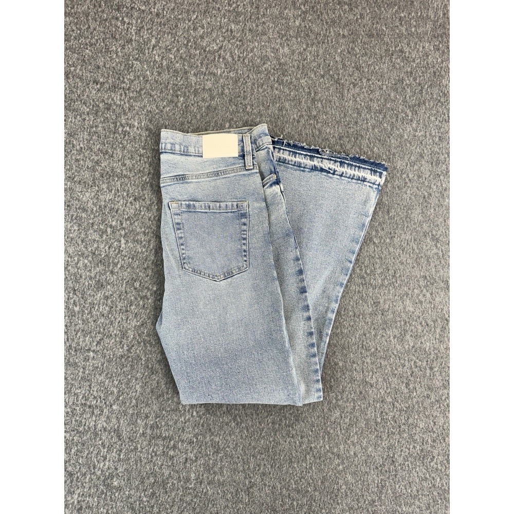 DKNY Jeans Womens 12 31 Flare Raw Hem Light Wash Denim Stretch Y2K